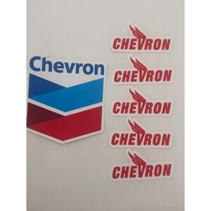 Chevron Gas Oil Company Logo Sticker Decal Set 6 Pack Blue Red White